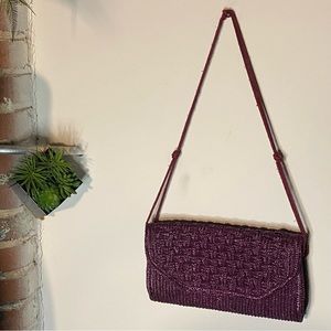 Vintage deep royal purple woven crossbody purse